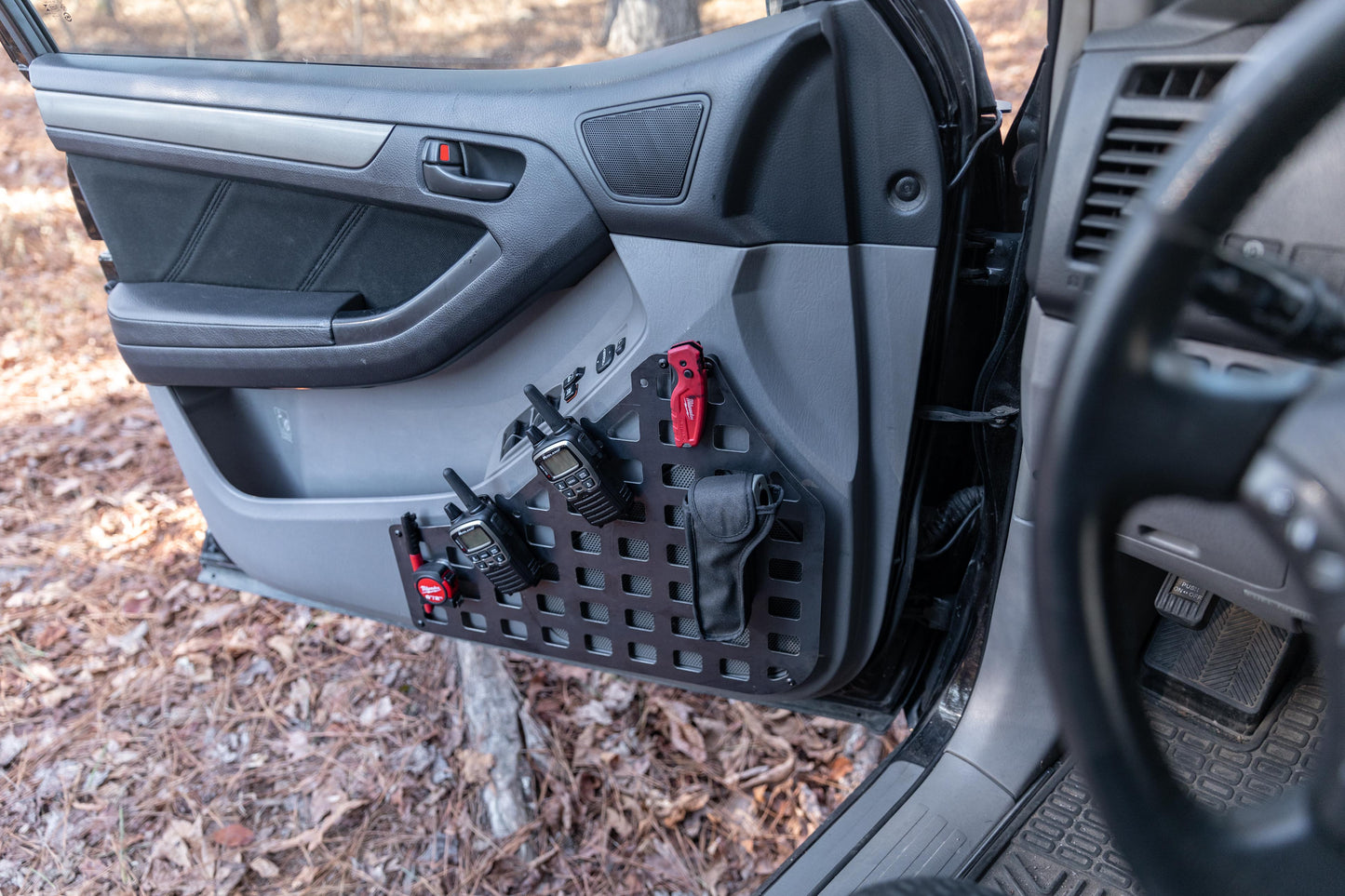 4th gen 4runner front door mod interior storage molle gear panel. perfect for mounting guns holsters and knives or anything you want close to you