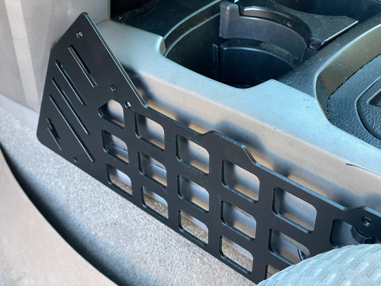 03-09 toyota 4th gen 4runner center console molle gear panel mount. Our panel lets you mount a gun with a clip style pistol holster and ram mounts.