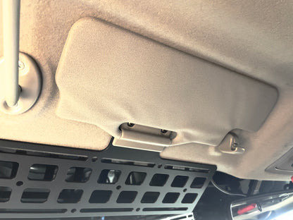 lexus gx470 offroad and overland mod interior overhead storage gear molle panel mounting bracket for interior accessories.